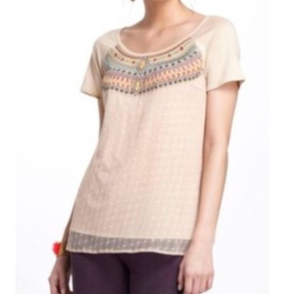 Anthropologie Tops - Anthropologie Lilka Lace Embroidered Boho Tee